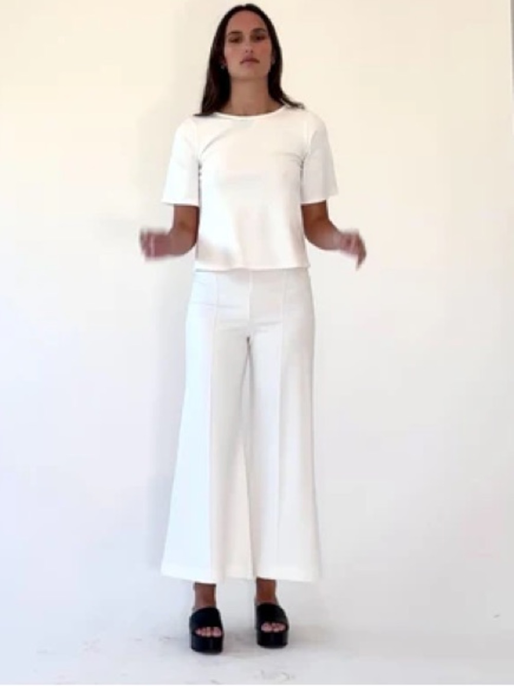 Wide Leg Cropped Pants in White